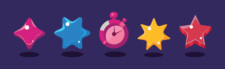 Poster - Game Icon and Glossy UI Design Element Vector Set
