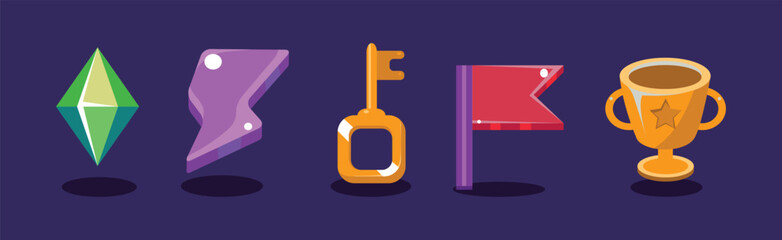 Poster - Game Icon and Glossy UI Design Element Vector Set