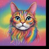 Fototapeta Pokój dzieciecy - rainbow cat. Generative AI