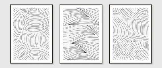 Wall Mural - Abstract art background vector. Minimalist modern contour drawing. contemporary abstract line art design for wall art, wallpaper, home decoration, cover, printable painting.