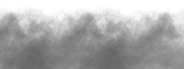 Wall Mural - dark black smoke texture isolated on transparent white background. rising mist, vapor or smoke backg