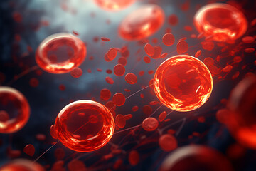 Red blood cells flowing in a vessel or just abstract background with red bubbles