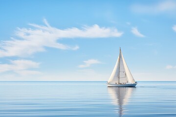 Poster - Sailing sailboat in summer on the water.