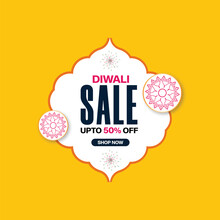 Diwali Sale Yellow Color Background Social Media Banner Or Post Design
