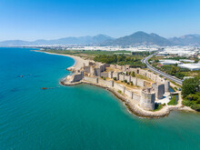 Aerial View Of The Mamure Castle Or Anamur Castle In Anamur Town, Turkey