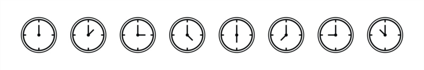Fototapete - clock icon set. hour icon line simple style symbol sign collections, vector illustration