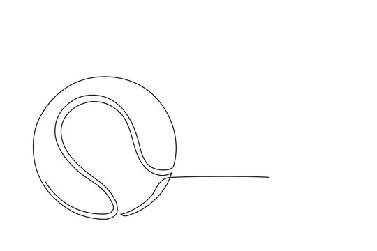 Tennis ball one continuous line art. Single line drawing of tennis equipment. Continuous one line drawing of tennis sport theme with racket and ball Sign and symbol of sports game drawn by single line