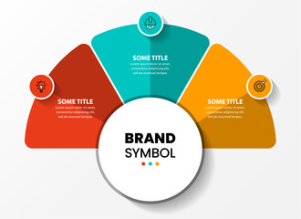 Infographic template. Semicircle with 3 steps and text