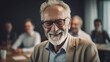 © iuricazac - An older man leads an office gathering. Generative AI