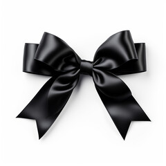 Wall Mural - Realistic black party gift bow decoration against a white background