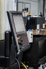 Cnc machinery with computer in metal industry