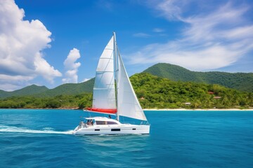 Wall Mural - White sailing yacht