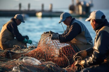 Wall Mural - Fishermen with nets