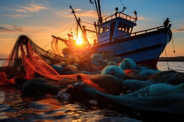 fishing boat with nets