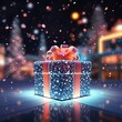 3d render gift box neon christmas