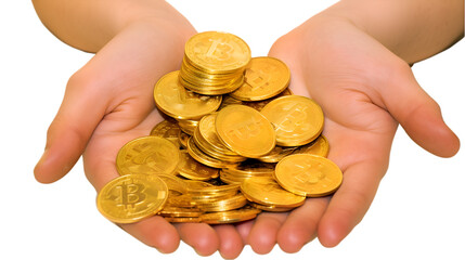 isolated stack of golden coins on transparent background