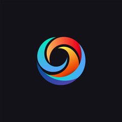 Aufkleber - Vivid rainbow swirl logo with abstract lens concept. Elegant hurricane emblem with colorful tornado swirl. Modern, creative design for tech company identity. Vector logo
