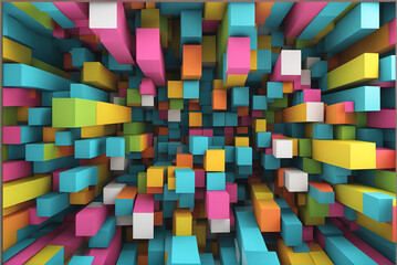 Sticker - generative AI, 3D colorful squares illustration background