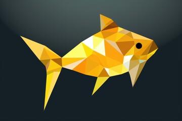 Wall Mural - A yellow fish in a low polygonal style, AI