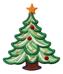 christmas tree embroidery patch isolated.
