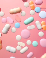 A Kaleidoscope Of Vibrant Colors, Evoking Both The Promise Of Sweet Confectionery And The Power Of Medicine, Come Together To Form A Mesmerizing Pattern Of Pills