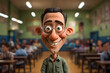 Professeur souriant dans une salle de classe style cartoon caricature » IA générative