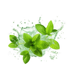 Poster - A splash of green tea with mint