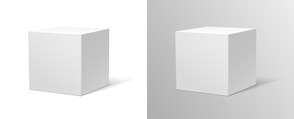 Wall Mural - 3d realistic vector icon. White cube. Isolated.