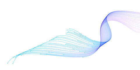 Poster - Vector wave lines smooth flowing dynamic blue purple pink gradient isolated on transparent background for concept of technology, digital, communication, science, music