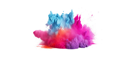 Wall Mural - colorful vibrant rainbow Holi paint color powder explosion with bright colors isolated white background.	