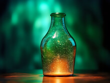 Design Green Bottle On Background
