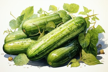 Poster - cucumbers on a white background