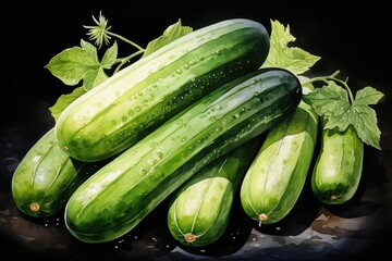 Poster - cucumbers on a market