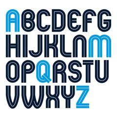 Poster - Vector capital bold English alphabet letters made with white lines, best for use in corporate logotype design