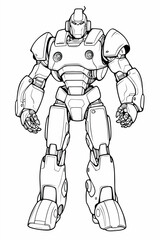 Robot, transformer vector illustration. Anti-stress coloring book for adults and children. Black and white.