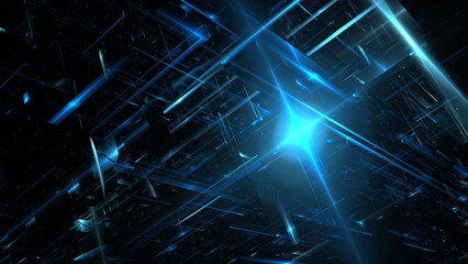 Poster - Technology abstract futuristic light future science background. Concept blue tech perspective digital space modern. 3d render