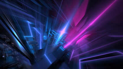Poster - Technology abstract futuristic light future science background. Concept blue tech perspective digital space modern. 3d render
