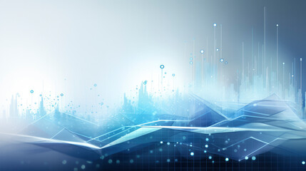 Poster - Futuristic blue abstract digital background showcasing financial data analysis, representing modern technology and global business trends