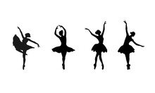 Young Ballet Dancer Standing In Pose Flat Design On Grey Background. Vector Illustration Design, Ballerinas In Special Dancing Dresses	