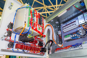 Poster - industrial electrical equipment. power shield for large plant. automation of energy supply. power sh