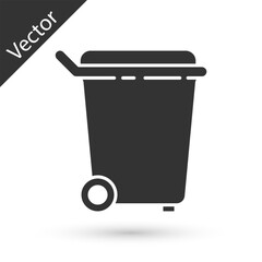 Wall Mural - Grey Trash can icon isolated on white background. Garbage bin sign. Recycle basket icon. Office trash icon. Vector Illustration