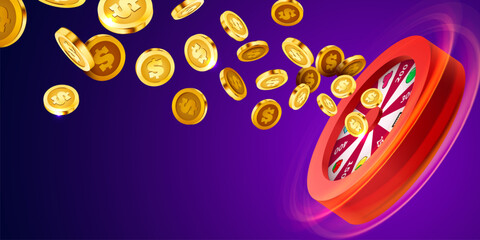 Wall Mural - Wheel of luck or fortune. Colorful gambling wheel. Online casino. Banner for internet casino. Big win concept.