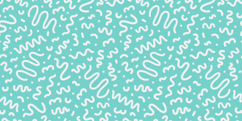 Wall Mural - abstract seamless pattern of the 80s 90s with geometric figures and doodles. vector childrens backgr