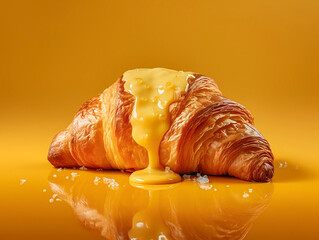 Butter Croissant bread with melted cheese colorful bakery