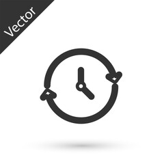 Poster - Grey line Clock icon isolated on white background. Time symbol. Vector