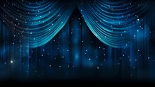 Blue Stage Curtains With Starlight, Generative AI
