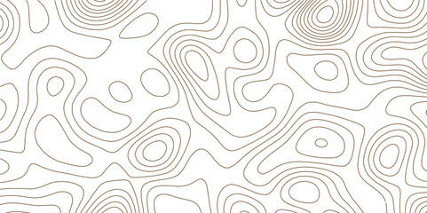 Fototapete - Abstract white background with Broun gradient Topographic line map pattern. Contour elevation topographic and textured Background Modern design with White background with topographic wavy patte.