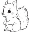 Colouring page for kids toddler and toddlers, minimal cute squirel illustration one thick single outline drawing artwork