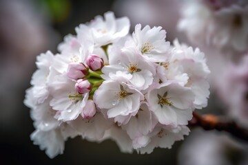 Poster - closeup of a beautiful blooming cherry blossom tree in spring