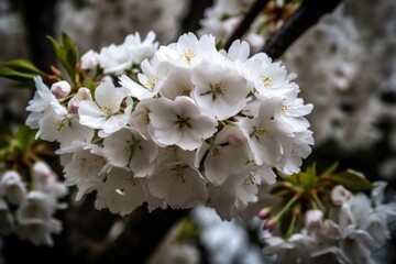 Poster - closeup of a tree with sweet smelling cherry blossoms on branches